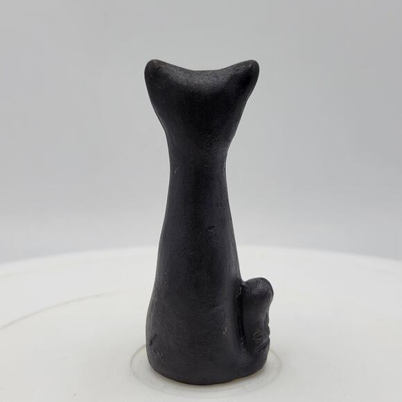 Vintage MCM Cats Miniature Black Handmade Mexican Clay Two - Picture 2 of 15